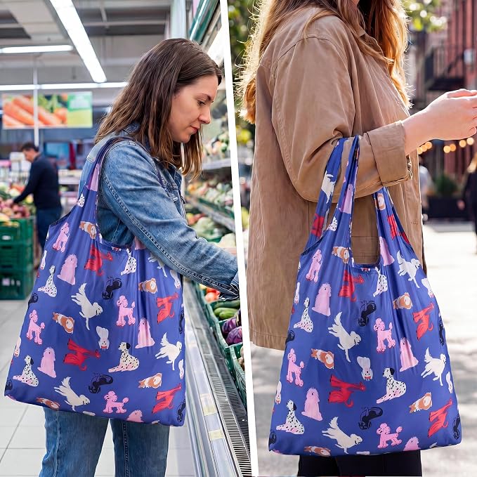 Stelle Lightweight Reusable Grocery Bag with Handles Ripstop Nylon Foldable Tote Shopping Bags for Travel and Groceries