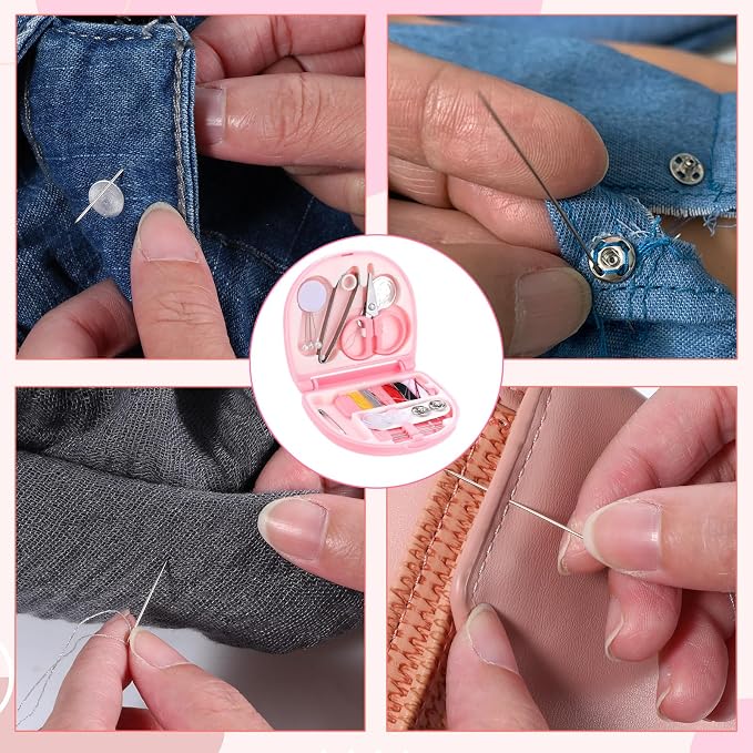 LIQWEI 4 Sets Sewing Kit, Mini Travel Sewing Set, Sewings Kits for Adults Portable Sewings Machine DIY Supplies, Emergency Sew Tool Kit for Beginner Traveler Hotel