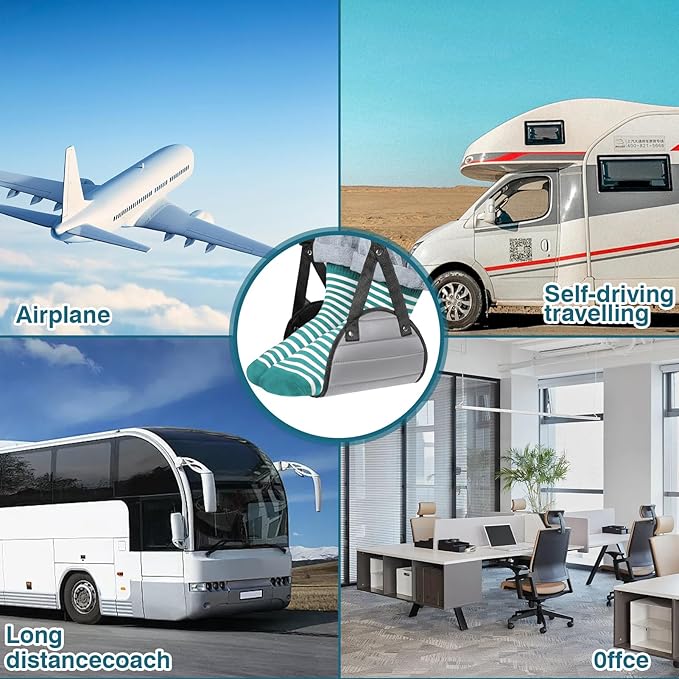 Airplane Foot Hammock, Portable Desk Foot Hammock with Thickened Foam,Portable Foot Hammock for air Travel, Memory Foam Footbed for air Travel