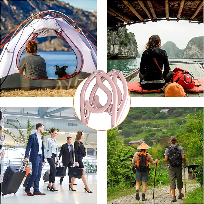 Premium Travel Hangers 12 Pack Portable Folding Clothes Hangers - Super Bearing Collapsible Hanger Foldable Clothes Drying Rack for Travel, Indoor and Outdoor Use, Pink