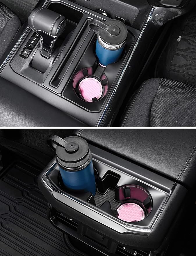 JOYTUTUS Cup Holder Coasters for Car, 2 Pack Universal Anti-Slip Car Coasters with Crystal Rhinestone, 2.75 inch/6.98 cm PVC Cup Holder Insert Coaster, Pink Car Accessories (Pink with Diamond)
