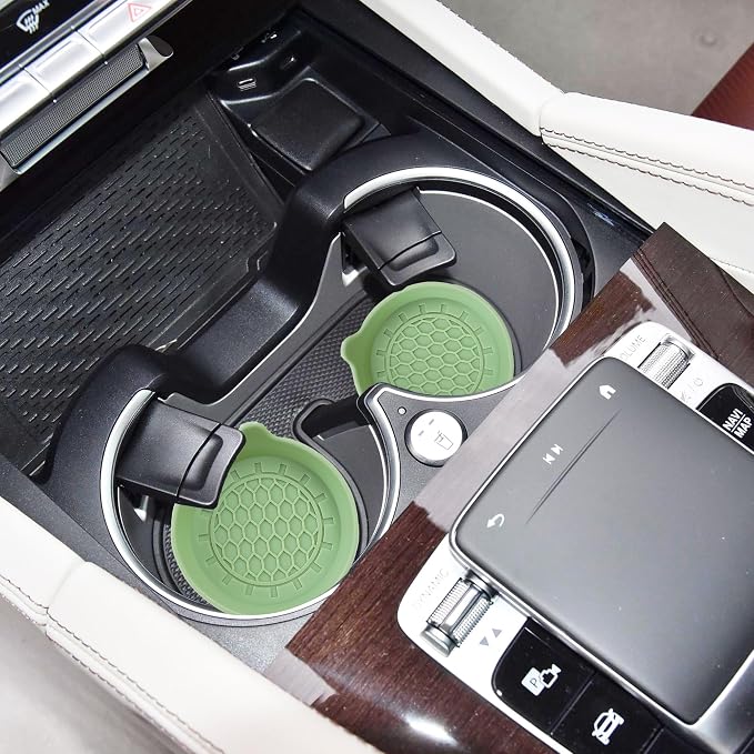 Amooca Automotive Cup Holders Universal Car Cup Coaster Waterproof Non-Slip Sift-Proof Spill Holder Car Interior Accessories 2 Pack Tea Green