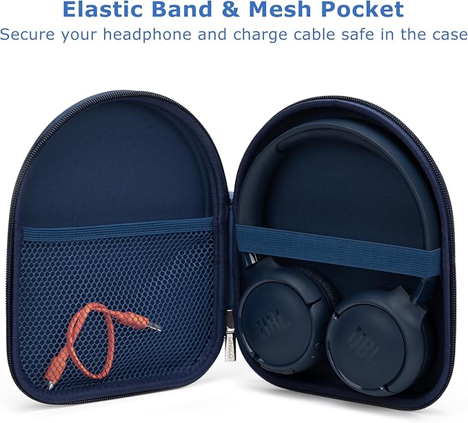 Ginsco Case Compatible with JBL Tune 510BT/520BT/500BT with Sony WH-CH520/510, Ultra-Slim Hard Shell Headphone Case for On Ear Headphones (Blue)