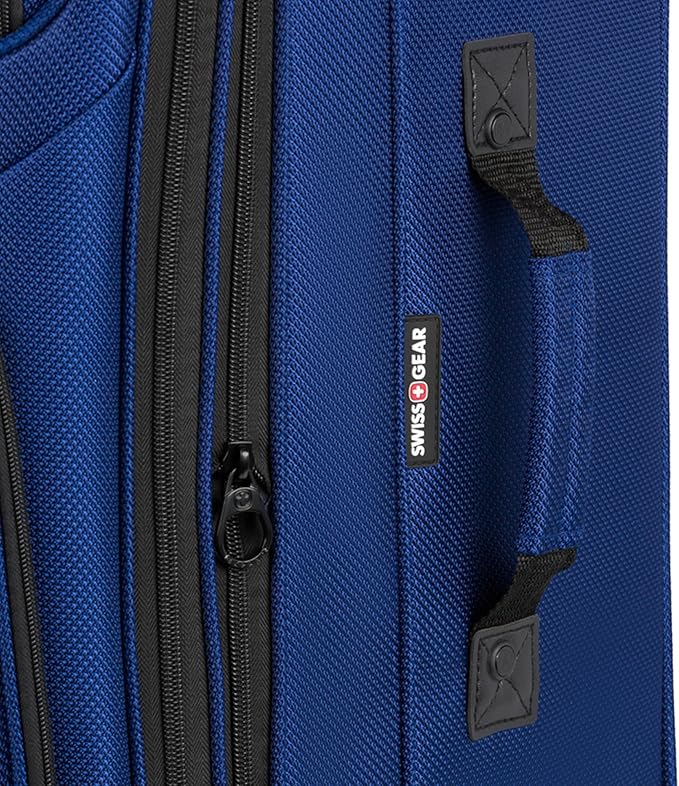 SWISSGEAR Sion Softside Expandable Spinner Luggage Durable Lightweight Travel Suitcase, Blue, 3-Piece Set (Carry-On/Medium/Large)