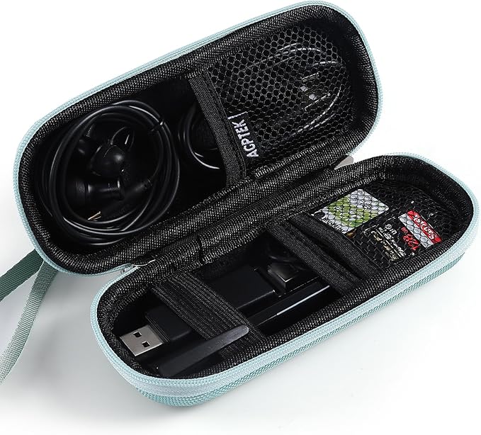 AGPTEK Carrying Case, EVA Zipper Carrying Hard Case Cover for Digital Voice Recorders, MP3 Players, Storage Holder for 3D Printing Pen, USB Cable, Earphones, Memory Cards, U Disk, Green