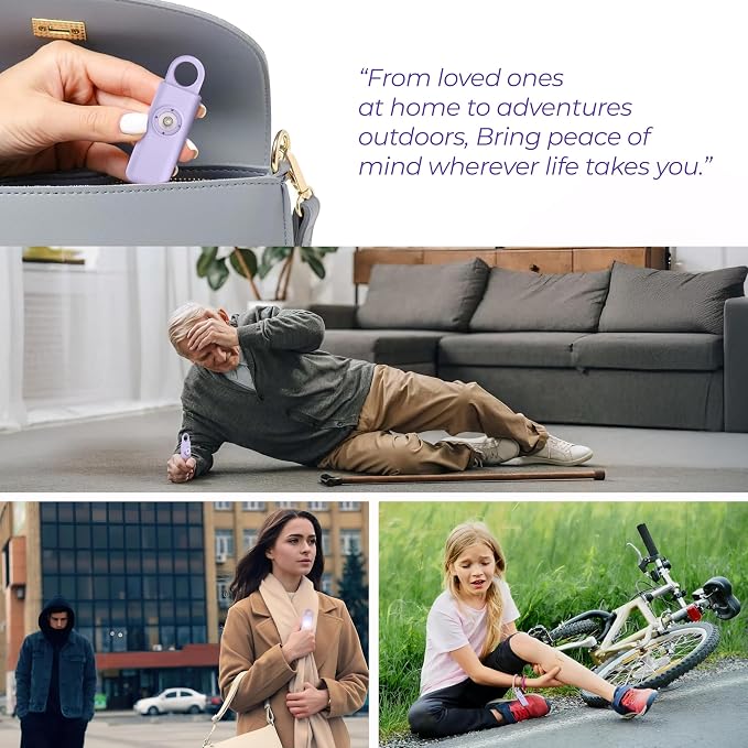 140dB Loudest USB-C Rechargeable Personal Alarm Keychain for Women – Low Battery Indicator, Strobe Light & Panic Button for Self Defense Weapons, Seniors & Travel Safety Essentials (Violet)