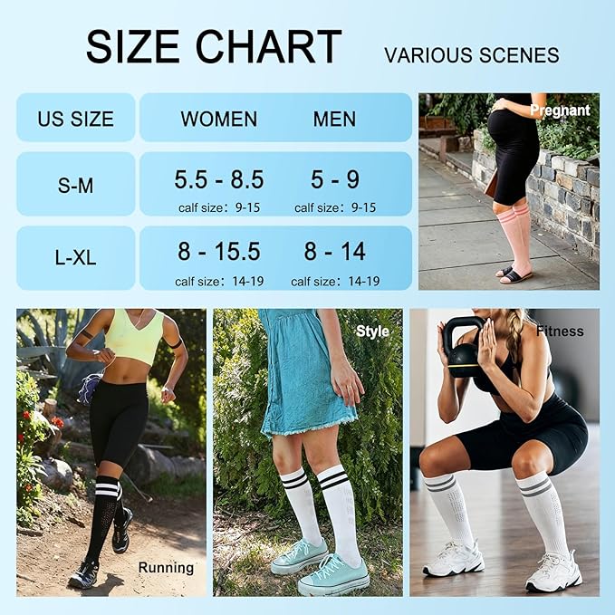 4 Pairs Compression Socks for Women Circulation-Best Support for Nurses,Running,Athletic,Travel