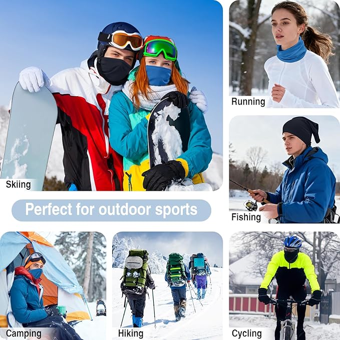 LUOLIIL VOE 2 Pack Winter Neck Gaiter Warmer for Men&Women,Windproof Face Cover Fleece Face Mask Scarf for Cold Weather Sport