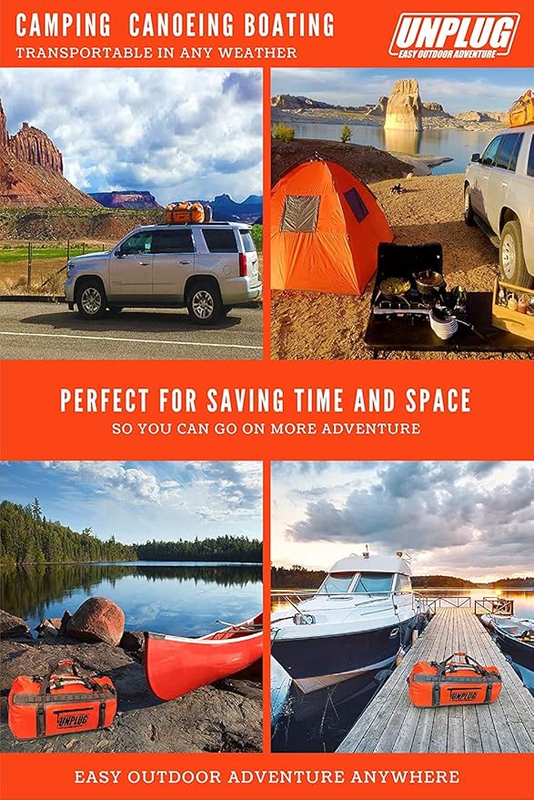 UNPLUG Ultimate Adventure | 1680D Heavy Duty Waterproof Bag | Large Travel Bag which can be Used for Camping, Motorcycling, Boating, or Hunting|110L Storm Grey