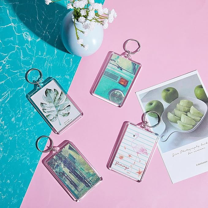 Inbagi Picture Frame Keychain Acrylic Clear Rectangle Photo Keychain Blanks