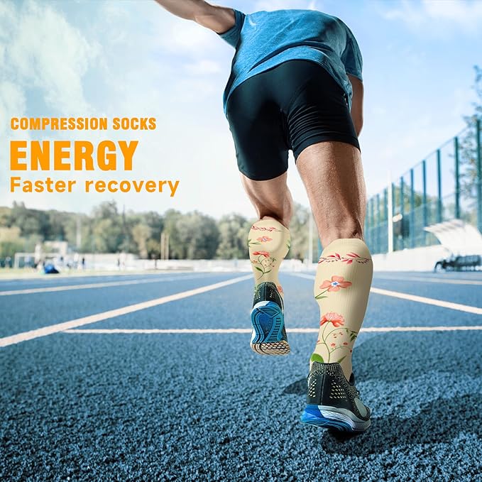 cerpite Compression Socks for Women & Men 6 Pairs Knee High Compression Socks 20-30 mmhg Best for Running,Nurse,Travel