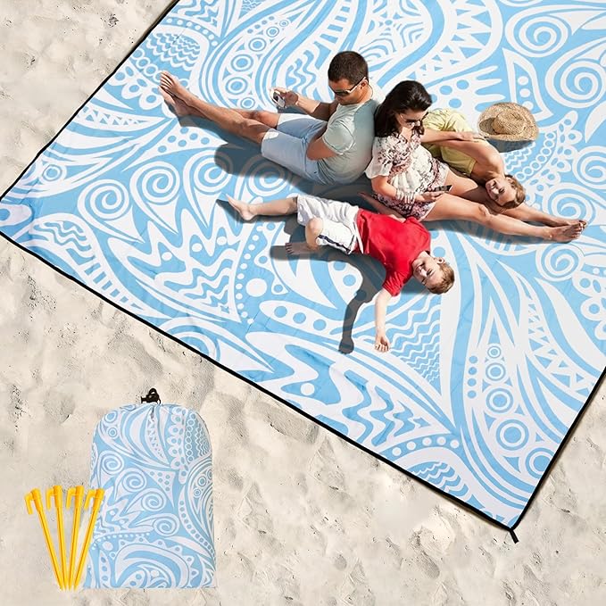 HIHOHO Beach Blanket Waterproof Sandproof Extra Large Beach Mat 79" X 83"/120"x108"for 1-8 Adults Quick Drying Durable Outdoor Picnic Mat for Beach Travel Camping Hiking
