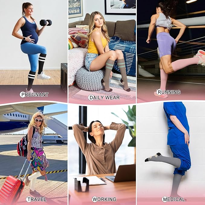 4 Pairs Compression Socks for Women Circulation-Best Support for Nurses,Running,Athletic,Travel