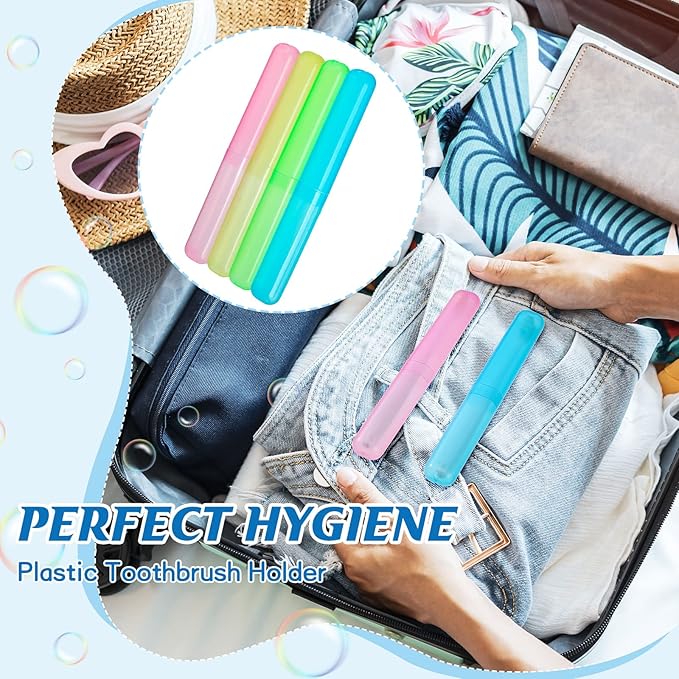 Jeyiour 120 Pcs Travel Toothbrush Holder Bulk Multiple Portable Toothbrush Case Storage Plastic Breathable Toothbrush Travel Containers for Trip Camping Home Outdoor(Classic Style)