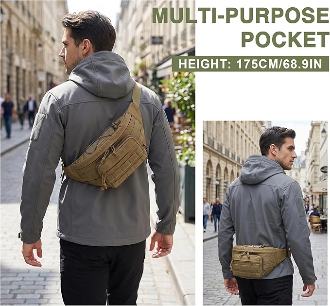 Mardingtop Tactical Fanny Pack for Men, Military Crossbody Waist Bag Utility Hip Belt Bumbag for Outdoor Travel,Hiking,Running,Walking,Fishing,EDC