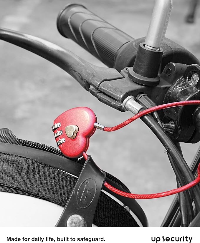 Small Combination Lock, Cable Locks with Combination, Cute Padlock with Code, Long Combo Cable Padlock for Luggage, Suitcase, Cabinet, Pool Gate, French Fridge Door, Motorcycle Helmet