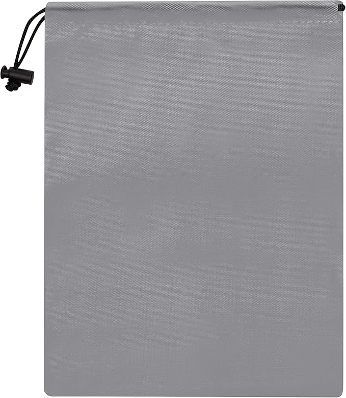 PALTERWEAR Drawstring Pouch (7 x 9 Inch, 12 Pack, Grey) Nylon Cinch Bag with Toggle for Travel, Gym and Storage