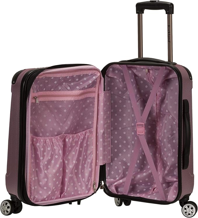 Rockland London Hardside 3 Piece Expandable Spinner Wheel Luggage Set, (20"/24"/28"), Pink