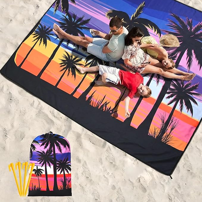 HIHOHO Beach Blanket Waterproof Sandproof Extra Large Beach Mat 79" X 83"/120"x108"for 1-8 Adults Quick Drying Durable Outdoor Picnic Mat for Beach Travel Camping Hiking