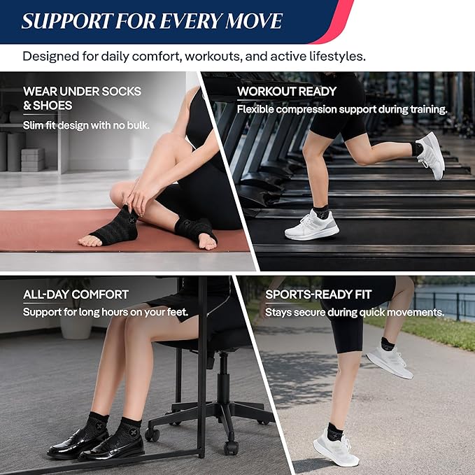 COOLMATE Ankle Support Light Compression Socks for Women and Men, Toeless Arch Support Sleeve for Running, Walking, Workout