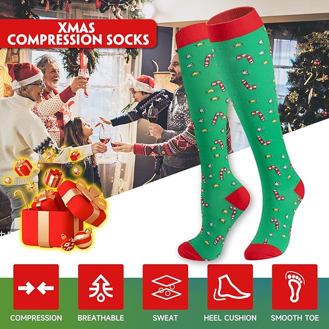 cerpite Compression Socks for Women & Men 6 Pairs Knee High Compression Socks 20-30 mmhg Best for Running,Nurse,Travel