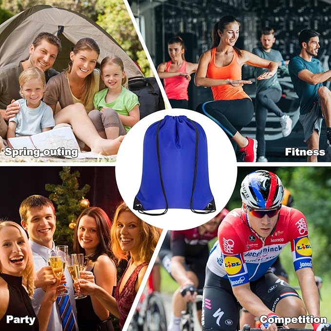 2PCS Drawstring Bags Bulk, String Backpack for Men Women, Cinch Bag Draw String Back Bag for Gym, Sports, Travel, Swimming, Beach, Blue