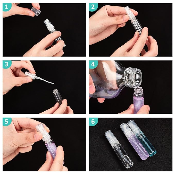 Zhehao 1 Pcs Mini Spray Bottles 5 ml Clear Glass Perfume Bottles Refillable Fine Mist Perfume Atomizer Portable Empty Sample Containers for Cleaning, Essential Oils, Travel (Clear Cap)