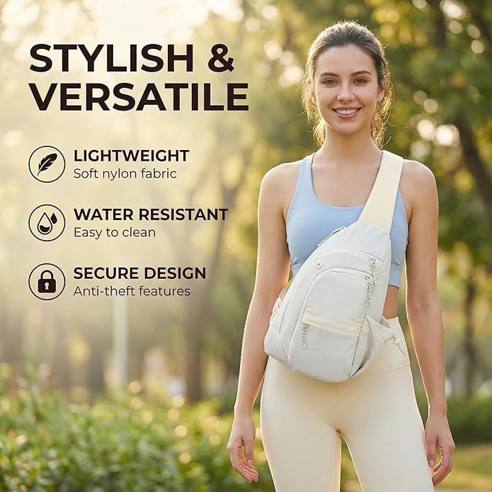 Sling Bag for Women, Anti-Theft RFID Nylon Crossbody Purse with Adjustable Strap for Travel & Shopping