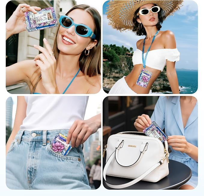 Mayski Slim Wallet, Credit Card Holder for Women, Minimalist Front Pocket RFID Blocking Card Cases, Small Wallet Women Men(Happy Flower)