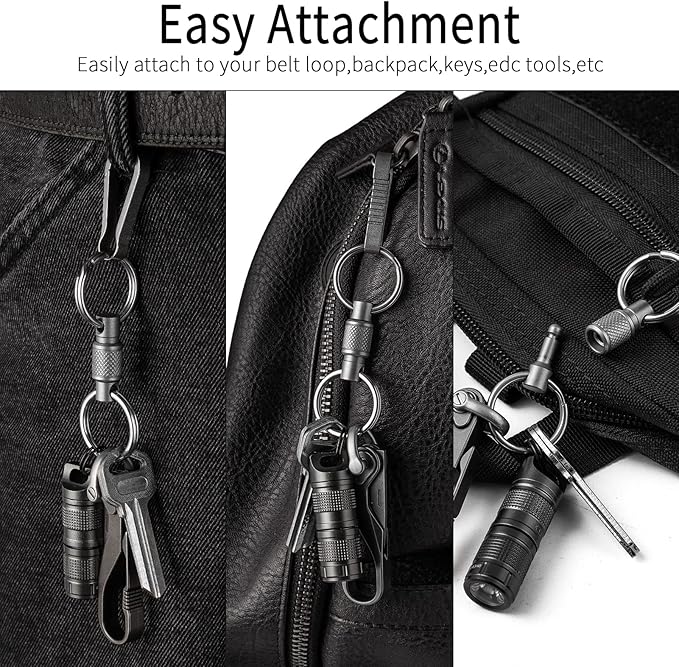 FEGVE Titanium Quick Release Swivel Keychain, Pull Apart Detachable Keychain Heavy Duty Car Key Holder with Key Rings