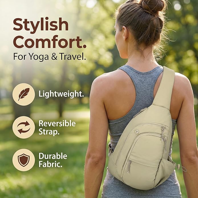 Sling Bag for Women, Anti-Theft RFID Nylon Crossbody Purse with Adjustable Strap for Travel & Shopping