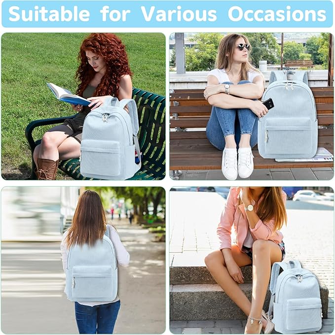 Bluboon School Backpack for Teen Girls Bookbags Elementary High School Corduroy Laptop Bags Women Travel Daypacks