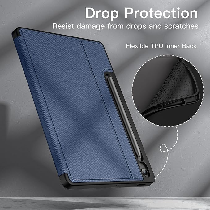 JETech Case for Samsung Galaxy Tab S10 Lite / S10 FE / S9 FE 10.9-Inch with S Pen Holder, Slim Folio Stand Protective Tablet Cover, Multi-Angle Viewing (Navy Blue)