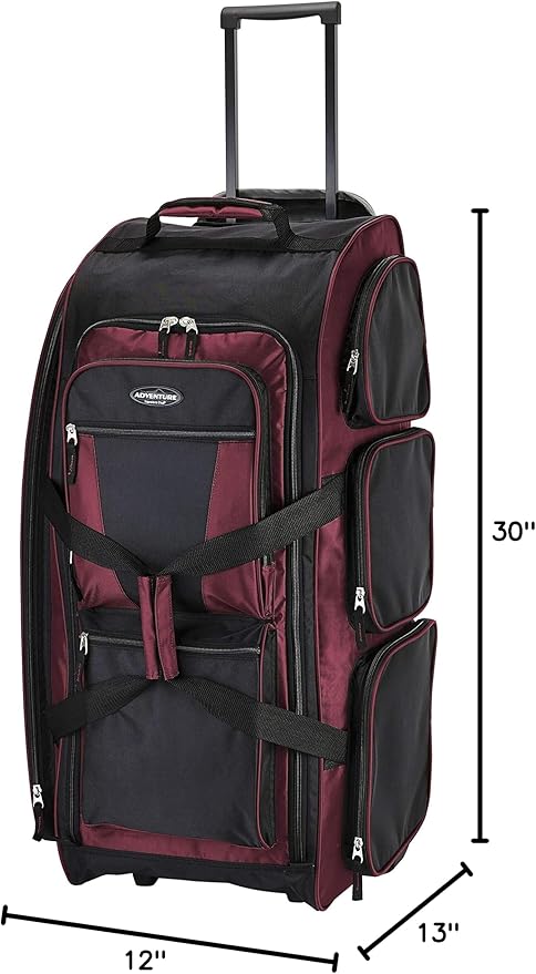Travelers Club Xpedition 30 Inch Multi-Pocket Upright Rolling Duffel Bag