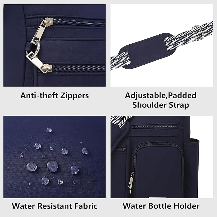 MHCNLL Anti Theft Crossbody Bag for Women, Lightweight Travel Purse, Waterproof Nylon Multi-Pocket Everyday Shoulder Handbag