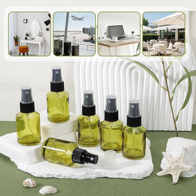 Segbeauty 18pcs 1oz Glass Mini Travel Bottles of 9pcs Small Lotion Containers, 9pcs Perfume Travel Refillable Bottles, 30ml Pump Dispenser Empty Spray Bottle, Oils Liquid Container Bottle Dispenser