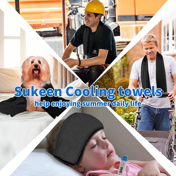Sukkeen Chilly Towel(40"x12") for Neck & Head, Soft & Breathable - Cold Towel for Yoga, Golf, Gym & More