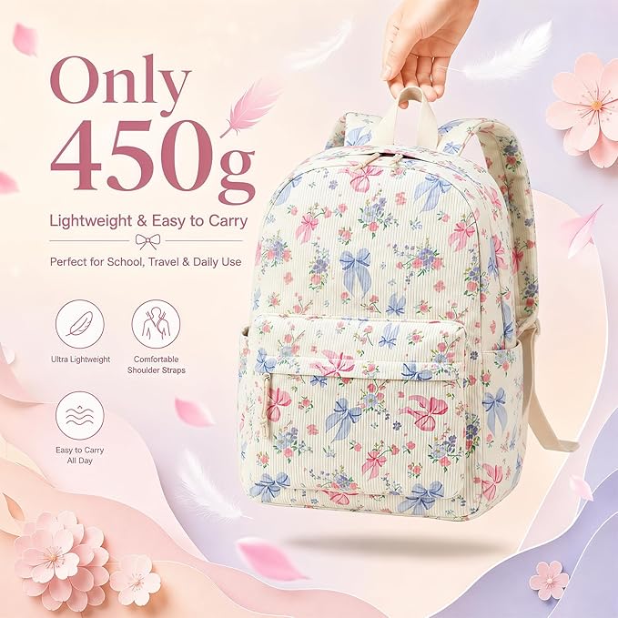 Bluboon School Backpack for Teen Girls Bookbags Elementary High School Corduroy Laptop Bags Women Travel Daypacks