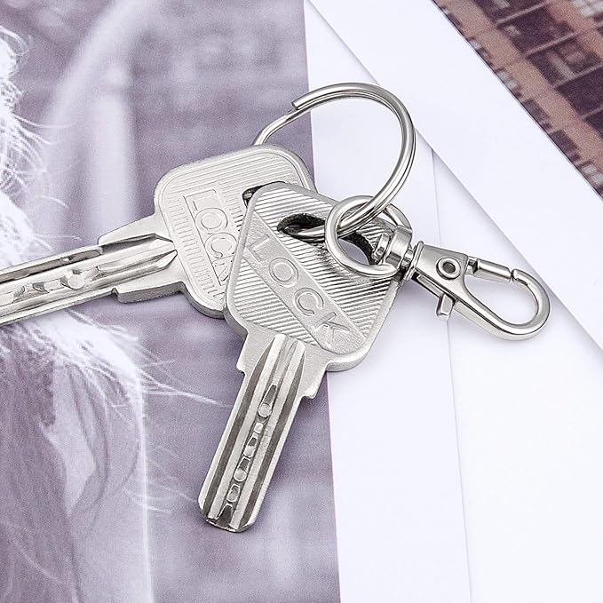 120PCS Premium Swivel Lanyard Snap Hook with Key Rings, Metal Keychain Hooks for Jewelry Making, Crafts (Silver)