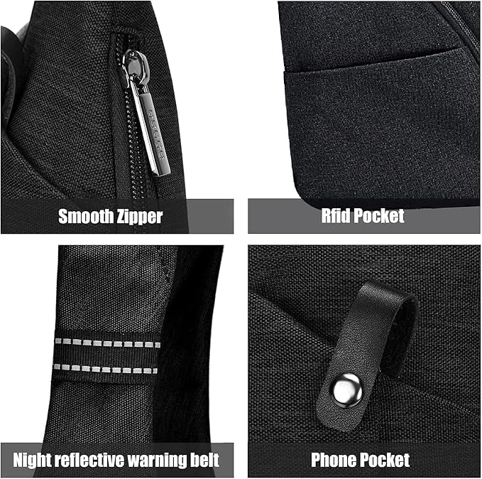 OSOCE Anti-Theft Sling Bag for Men, RFID Crossbody Chest Bag - Lightweight Travel Shoulder Bag for Hiking & Outdoor | Adjustable Strap, Fits iPad