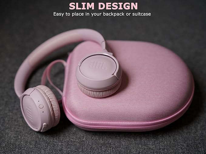 Ginsco Universal Headphone Case Compatible with JBL Tune 510BT 720BT, Sony WH-CH 720N/WH-CH520, with Sony/JBL/Soundcore Q20i Q30/BERIBES/TOZO/KVIDIO etc Wireless Headphones Pink