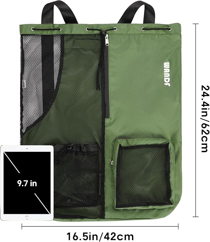WANDF Swim Bag Mesh Drawstring Backpack with Wet Pocket for Swimming, Gym, and Workout Gear