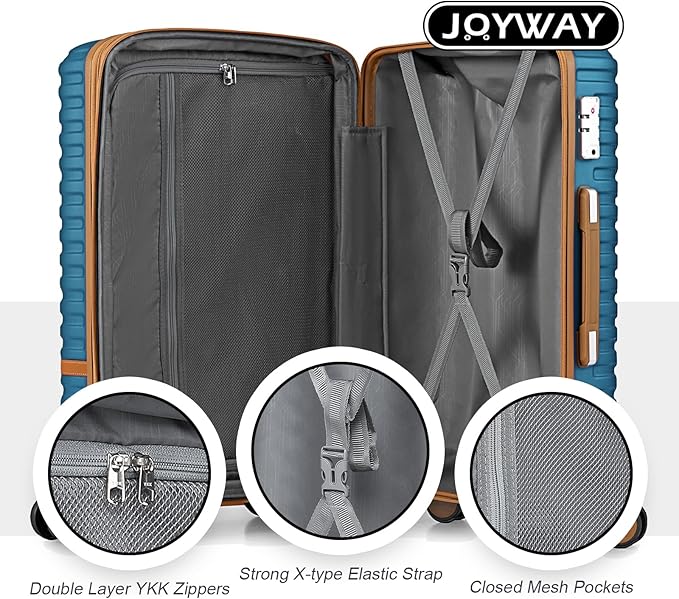 Joyway Luggage Set 7 Piece Suitcase Sets with Spinner Wheel,Hardside Expandable Travel Laggage with TSA Lock(18/20/24/28 Blue)