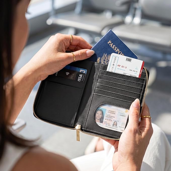 Beautiful Passport Holder for Travel with Wristlet Strap - All-in-One Wallet for Women with Card Slots and Tassel Keychain - Perfect RFID Blocking Case to Keep Your Travel Documents Organized & Safe