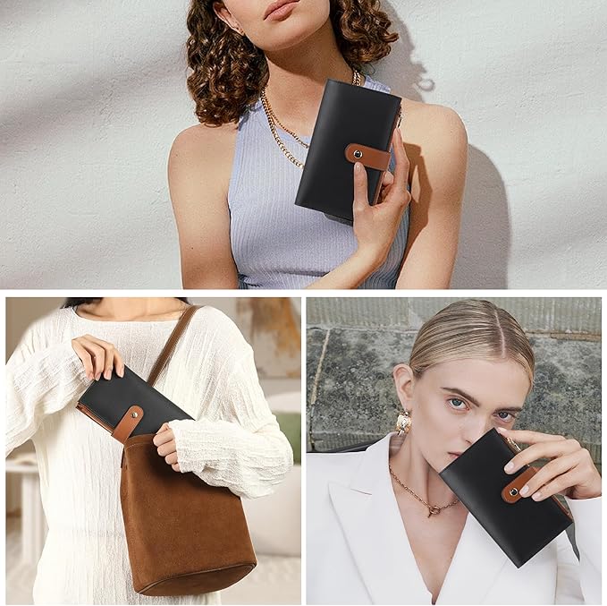 yiijay Wallet Women RFID Blocking Multi Cards Wallet Credit Card Holder for Women Large Capacity Lady Leather Trifold Travel Wallet with Pen Holder
