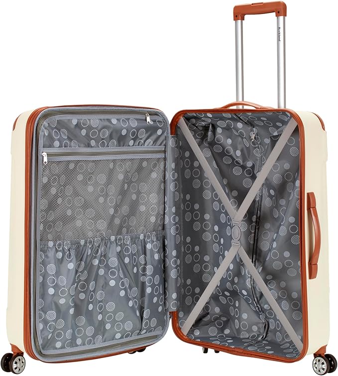 Rockland London Hardside Expandable Spinner Wheel Luggage, Checked Large 28", White