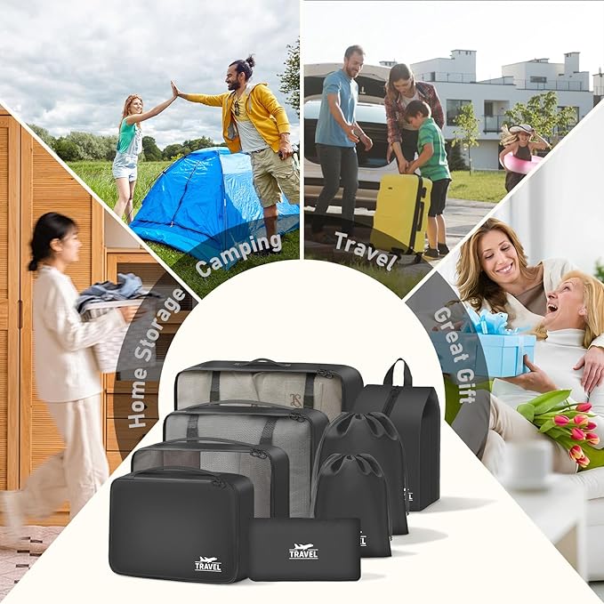 8 Set Packing Cubes for Travel Suitcase Organizer Bags Luggage Packing Cubes Set Travel Essentials Accessories Gifts for Women