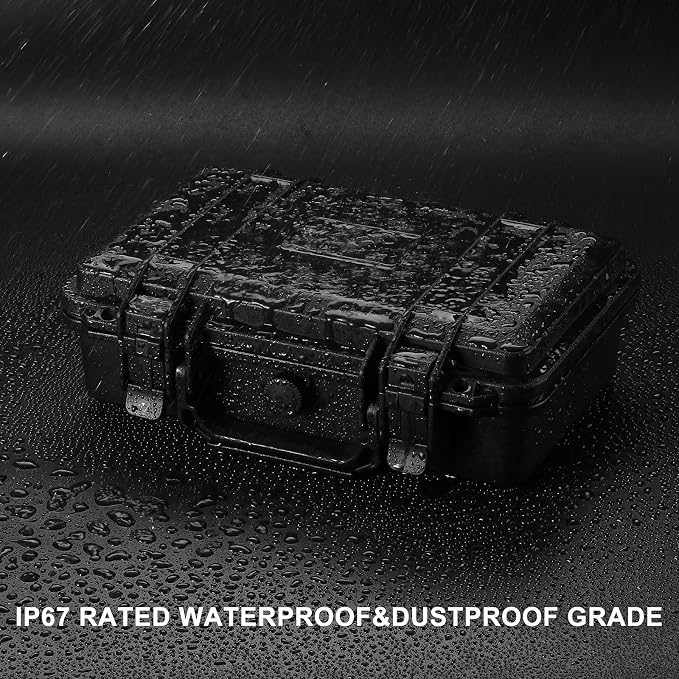 Mayouko Portable Tool Box with Shock- Proof Sponge, Water Proof Grade IP67, Waterproof Hard Case with Foam Insert, Shockproof Carrying Case, Explosion Proof Box, 11.6"L×8.3"W×3.9"H