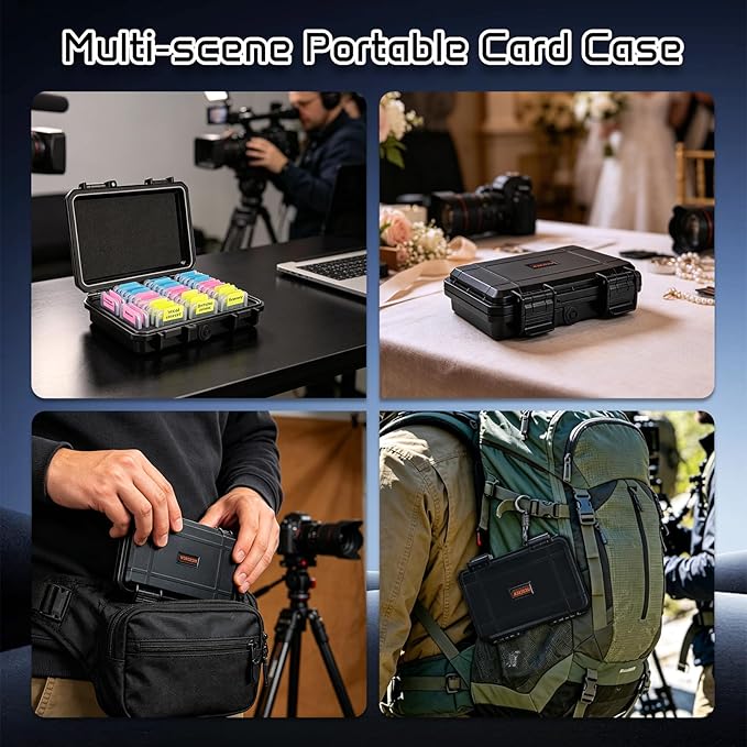 37 Slots Memory Card Case & 37 Transparent Card Cases & 60 Visual Sticky Notes, Water-Resistant Anti-Shock Anti-Dust SD Card Holder Storage,SD Card Case for Camera Memory Card Protector
