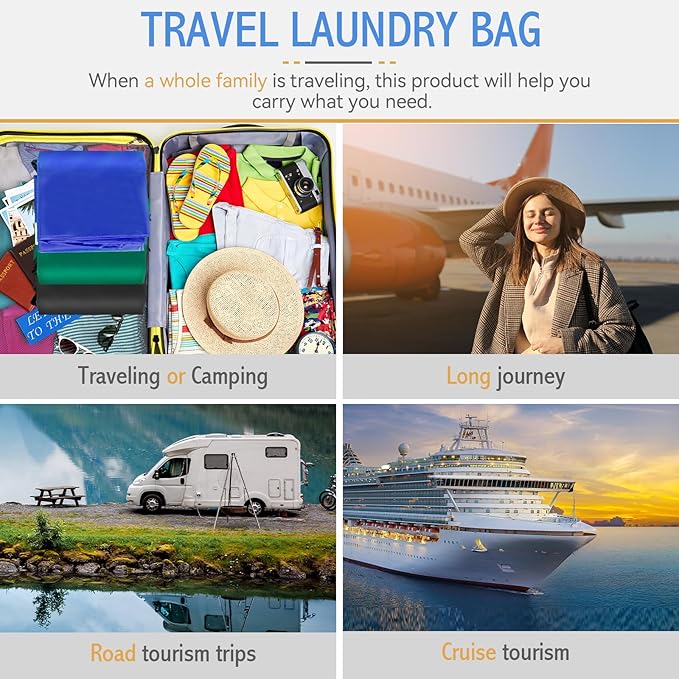 Isink Extra Large Laundry Bag With Handles, Heavy Duty, Travel Laundry Bag for Dirty Clothes, 28" x 40" (Blue)
